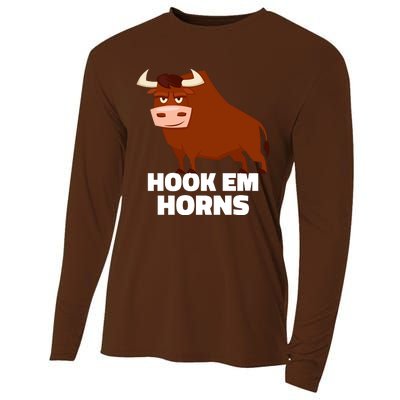 Hook Em Horns Texas Bull Head Cooling Performance Long Sleeve Crew