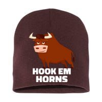 Hook Em Horns Texas Bull Head Short Acrylic Beanie