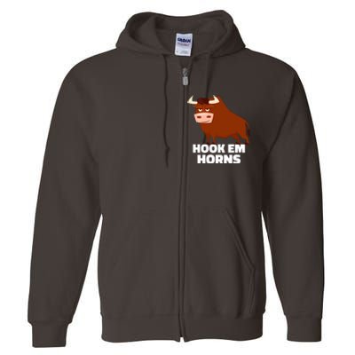 Hook Em Horns Texas Bull Head Full Zip Hoodie