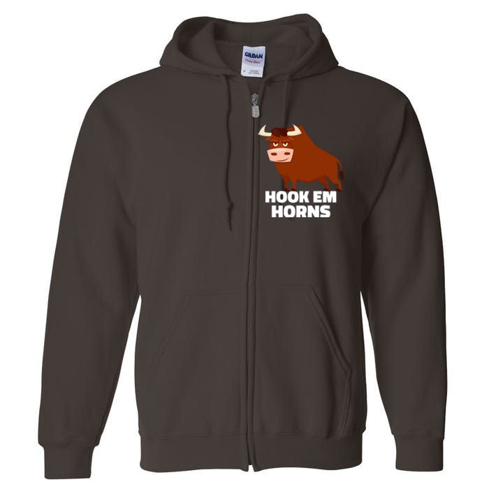 Hook Em Horns Texas Bull Head Full Zip Hoodie