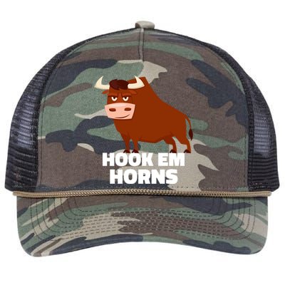 Hook Em Horns Texas Bull Head Retro Rope Trucker Hat Cap