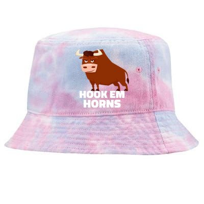 Hook Em Horns Texas Bull Head Tie-Dyed Bucket Hat