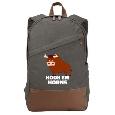 Hook Em Horns Texas Bull Head Cotton Canvas Backpack