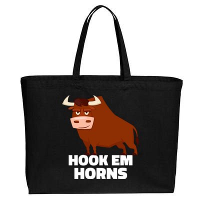 Hook Em Horns Texas Bull Head Cotton Canvas Jumbo Tote