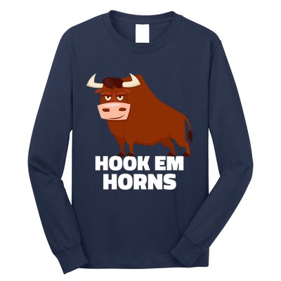 Hook Em Horns Texas Bull Head Long Sleeve Shirt