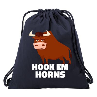 Hook Em Horns Texas Bull Head Drawstring Bag