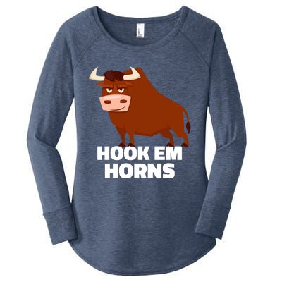 Hook Em Horns Texas Bull Head Women's Perfect Tri Tunic Long Sleeve Shirt