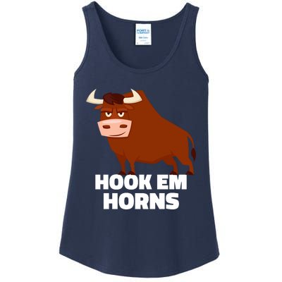 Hook Em Horns Texas Bull Head Ladies Essential Tank