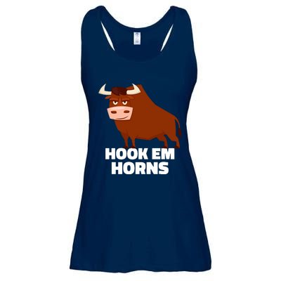 Hook Em Horns Texas Bull Head Ladies Essential Flowy Tank