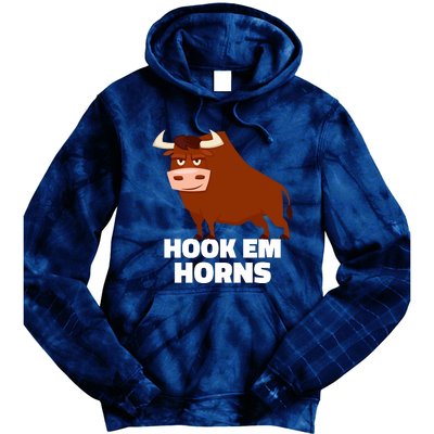 Hook Em Horns Texas Bull Head Tie Dye Hoodie