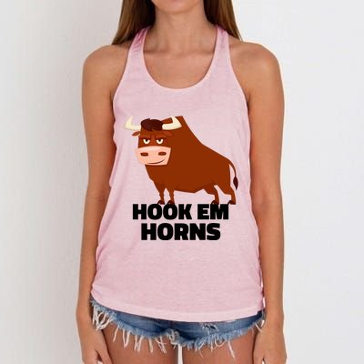 Hook Em Horns Texas Bull Head Women's Knotted Racerback Tank