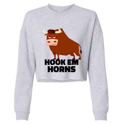 Hook Em Horns Texas Bull Head Cropped Pullover Crew