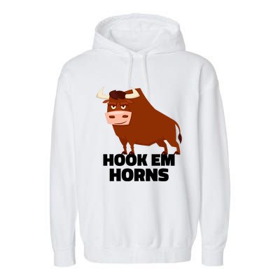 Hook Em Horns Texas Bull Head Garment-Dyed Fleece Hoodie