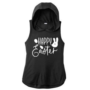 Happy Easter Holiday Bunny Ladies PosiCharge Tri-Blend Wicking Draft Hoodie Tank