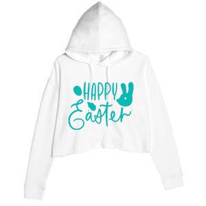 Happy Easter Holiday Bunny Crop Fleece Hoodie