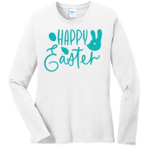 Happy Easter Holiday Bunny Ladies Long Sleeve Shirt