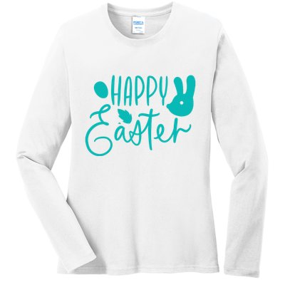 Happy Easter Holiday Bunny Ladies Long Sleeve Shirt