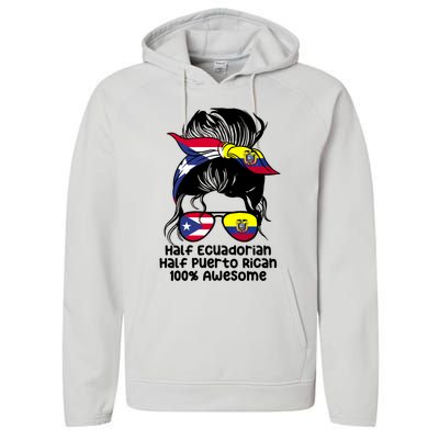 Half Ecuadorian Half Puerto Rican Ecuador Boricua Mix Performance Fleece Hoodie