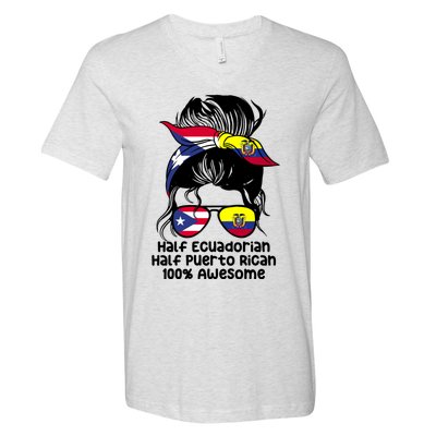 Half Ecuadorian Half Puerto Rican Ecuador Boricua Mix V-Neck T-Shirt