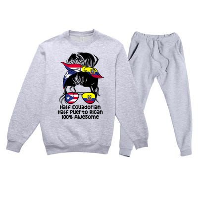 Half Ecuadorian Half Puerto Rican Ecuador Boricua Mix Premium Crewneck Sweatsuit Set