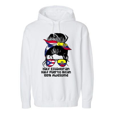 Half Ecuadorian Half Puerto Rican Ecuador Boricua Mix Garment-Dyed Fleece Hoodie