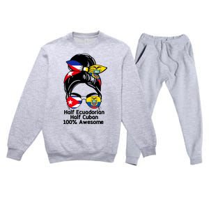 Half Ecuadorian Half Cuban 100 Percent Awesome Premium Crewneck Sweatsuit Set