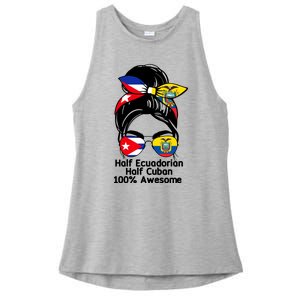 Half Ecuadorian Half Cuban 100 Percent Awesome Ladies PosiCharge Tri-Blend Wicking Tank