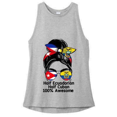 Half Ecuadorian Half Cuban 100 Percent Awesome Ladies PosiCharge Tri-Blend Wicking Tank