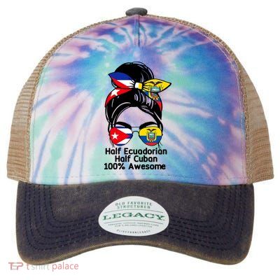 Half Ecuadorian Half Cuban 100 Percent Awesome Legacy Tie Dye Trucker Hat