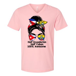 Half Ecuadorian Half Cuban 100 Percent Awesome V-Neck T-Shirt