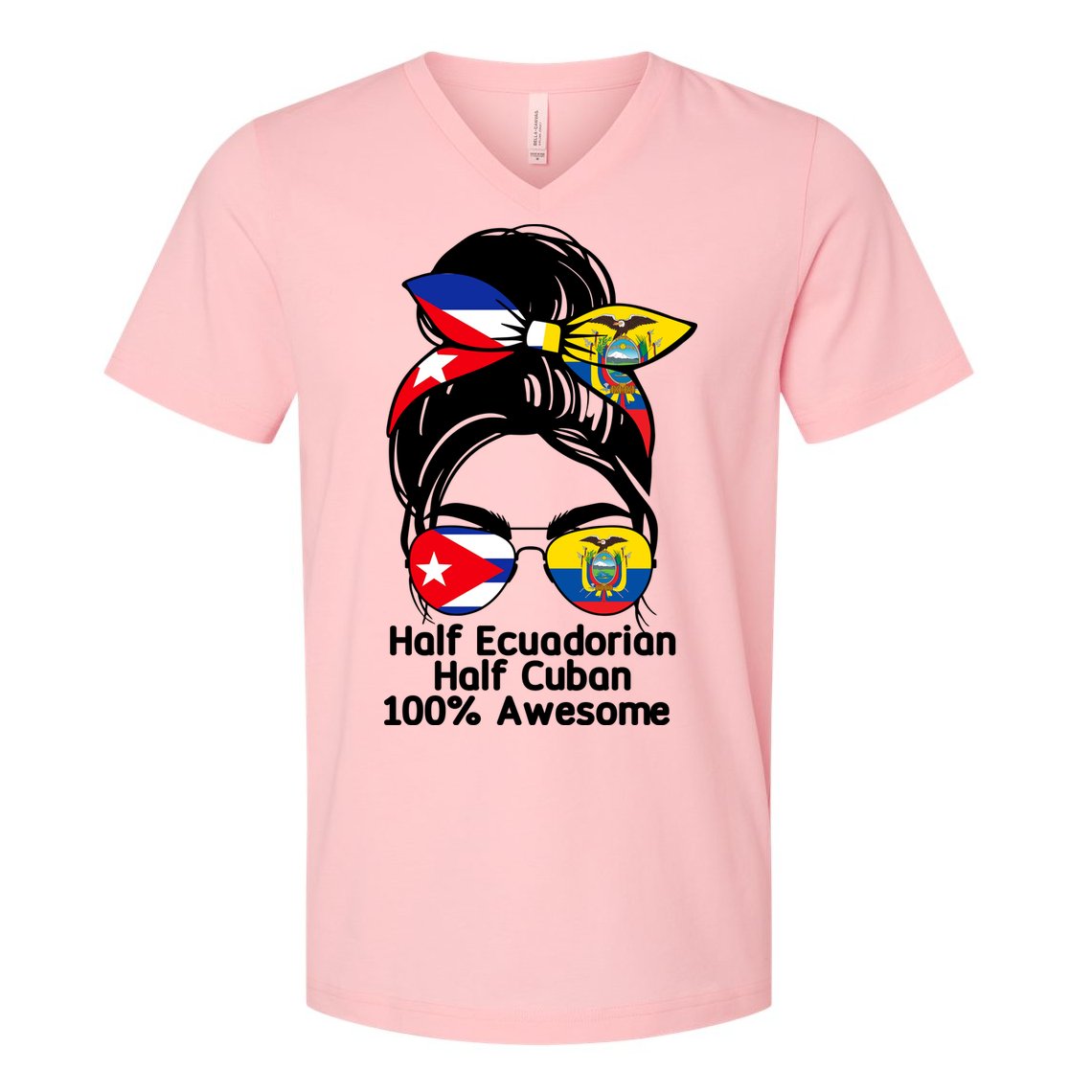 Half Ecuadorian Half Cuban 100 Percent Awesome V-Neck T-Shirt