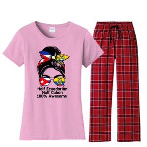 Half Ecuadorian Half Cuban 100 Percent Awesome Women's Flannel Pajama Set