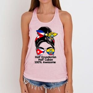 Half Ecuadorian Half Cuban 100 Percent Awesome Women's Knotted Racerback Tank