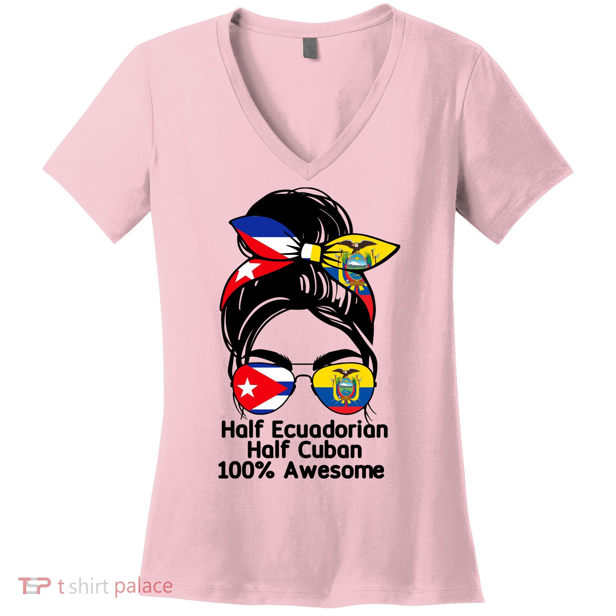 Half Ecuadorian Half Cuban 100 Percent Awesome Women's V-Neck T-Shirt