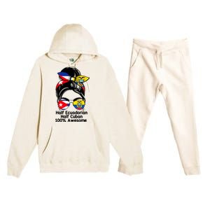 Half Ecuadorian Half Cuban 100 Percent Awesome Premium Hooded Sweatsuit Set