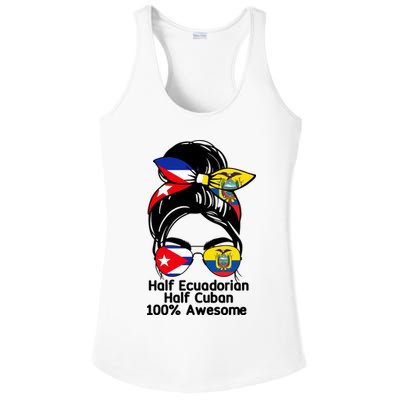 Half Ecuadorian Half Cuban 100 Percent Awesome Ladies PosiCharge Competitor Racerback Tank
