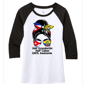 Half Ecuadorian Half Cuban 100 Percent Awesome Women's Tri-Blend 3/4-Sleeve Raglan Shirt