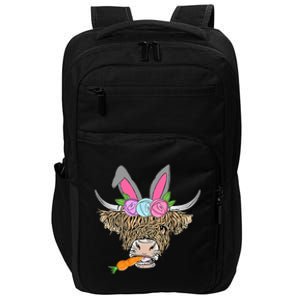 Happy Easter heifer highland cow with bunny Impact Tech Backpack