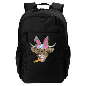 Happy Easter heifer highland cow with bunny Daily Commute Backpack