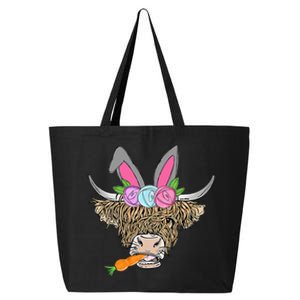 Happy Easter heifer highland cow with bunny 25L Jumbo Tote