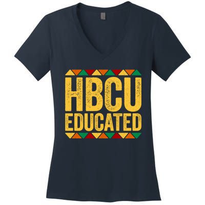 HBCU Educated Historical Black College Women's V-Neck T-Shirt