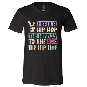 Happy Easter Hip Hop Bunny Sunglasses V-Neck T-Shirt