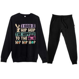 Happy Easter Hip Hop Bunny Sunglasses Premium Crewneck Sweatsuit Set