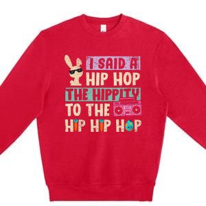 Happy Easter Hip Hop Bunny Sunglasses Premium Crewneck Sweatshirt