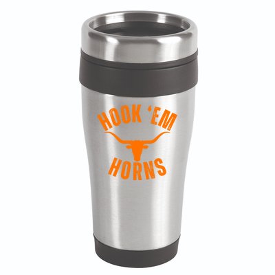 Hook Em Horns Texas Bull Head 16oz Travel Tumbler