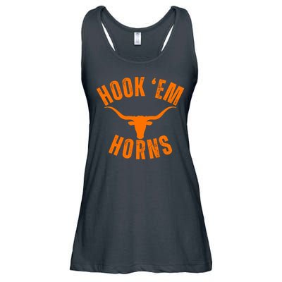 Hook Em Horns Texas Bull Head Ladies Essential Flowy Tank