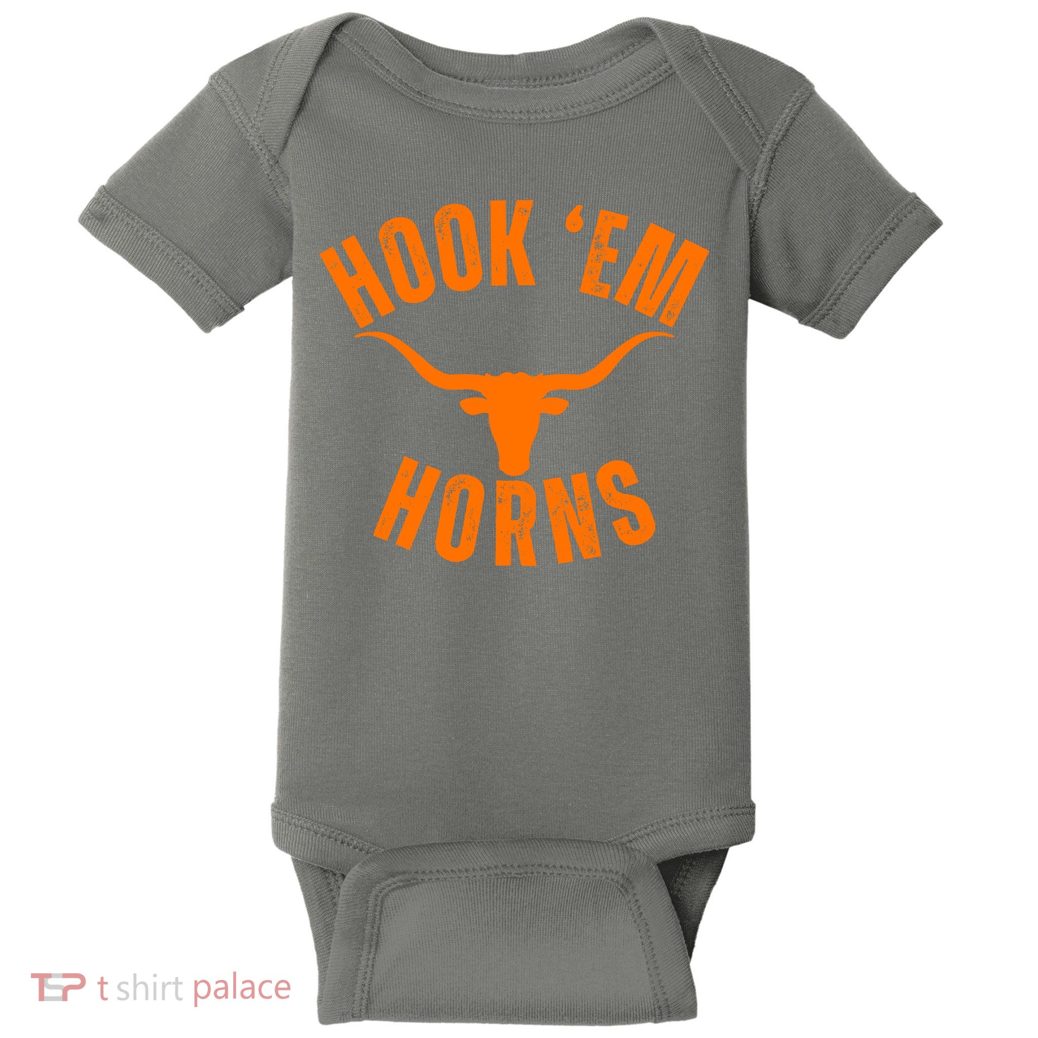 Hook Em Horns Texas Bull Head Baby Bodysuit