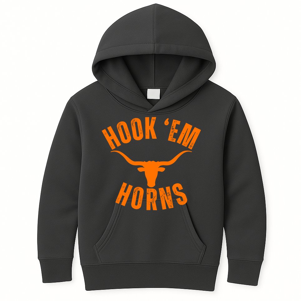 Hook Em Horns Texas Bull Head Kids Hoodie