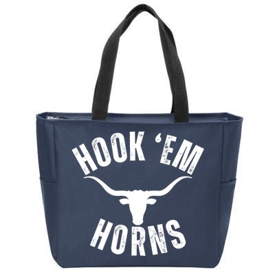 Hook Em Horns Texas State Longhorns Zip Tote Bag