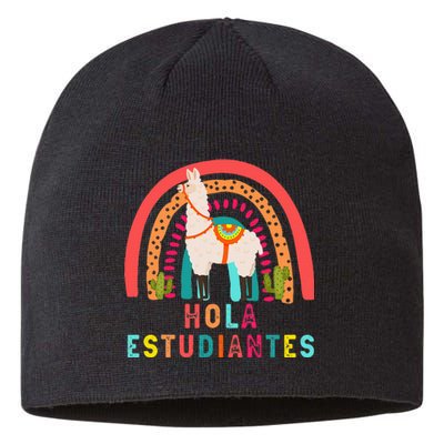 Hola Estudiantes Hello Prek Llama Spanish Teacher School Sustainable Beanie